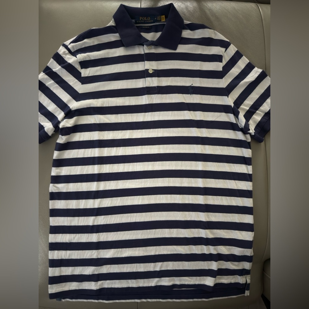 Ralph Lauren Navy and White Striped Polo